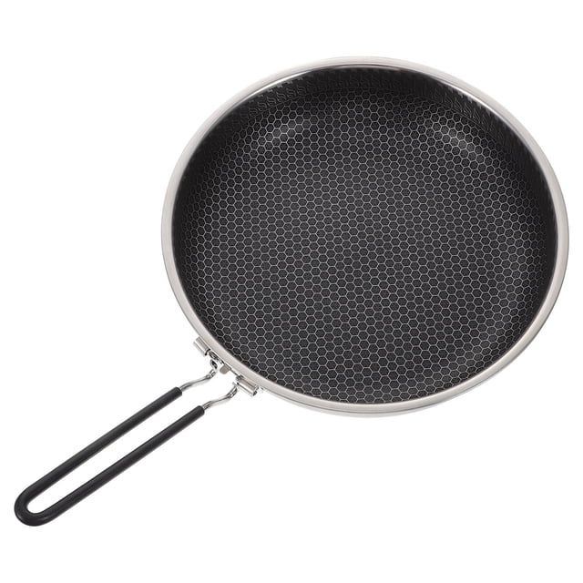 RUNROTOO 1Ud Sartén Grill Con Mango Plegable Acero Inoxidable Recubrimiento Panal Para Exterior