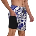 thumbnail image 3 of Gaeub Blue And White Porcelain Pattern Mens Swim Trunks Stretch Beach Shorts Quick Dry for Men Swim Shorts Swimwear with Pockets- XX-Large, 3 of 9