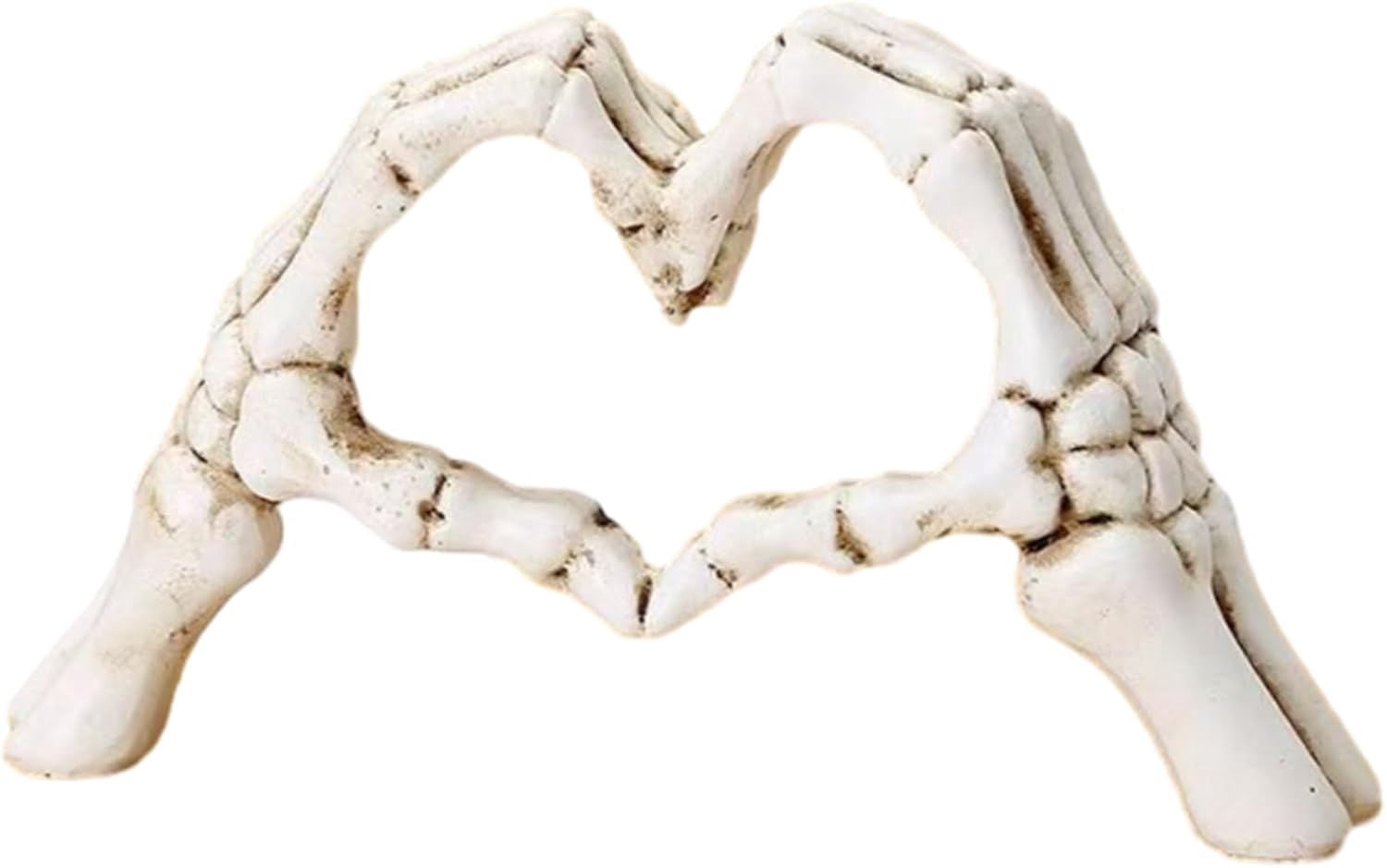 Skeleton Heart Hand Sculpture 6.3 Inch Gothic Resin Figurine for Dark Romance