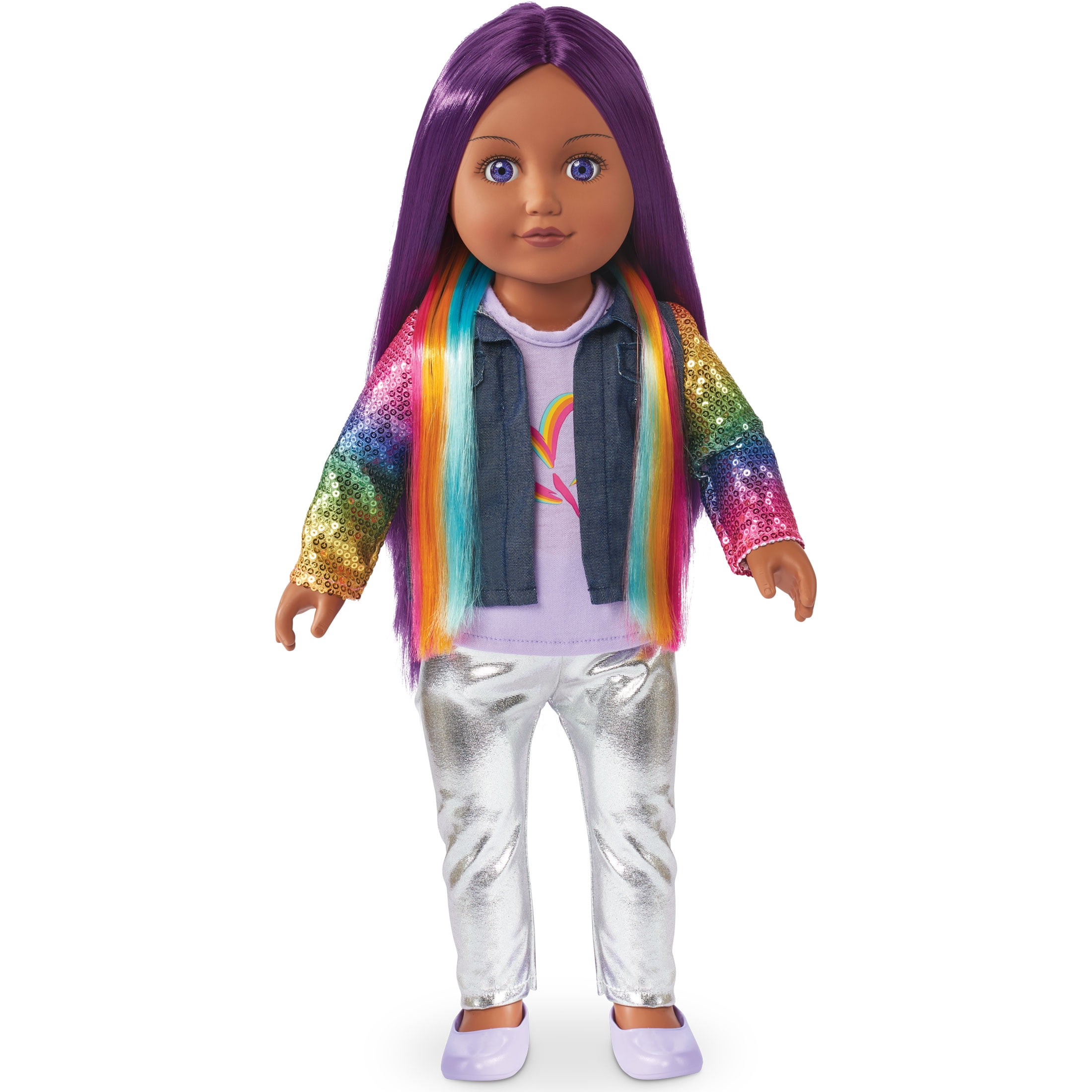My Life As Destiny Posable 18 inch Doll, Purple and Rainbow Hair, Purple Eyes