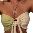 thumbnail image 1 of goowrom Woman's Contrast Color Lace-up Halter Midriff-baring Boob Tube Top, 1 of 9