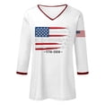 thumbnail image 4 of Wang6 Womens 250th Anniversary USA 3/4 Sleeve Tshirts V Neck 1776-2026 Letter Printed 4th of July America Flag Tops Plus Size Independence Day Patriotic Graphic Tees X_0528liWhite XXL, 4 of 4