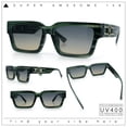 thumbnail image 2 of Luxe Lion Head Jewel Hinge Narrow Rectangle Horn Rim Plastic Sunglasses Green - Brown Smoke, 2 of 8