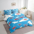 thumbnail image 3 of Castle Fairy Kids Cartoon Plane 7-Piece Twin Bedding Sets,Transportation Theme Bedding Comforter Set,Blue Red Breathable Sheet Sets,Lightweight Room Decor, 3 of 8