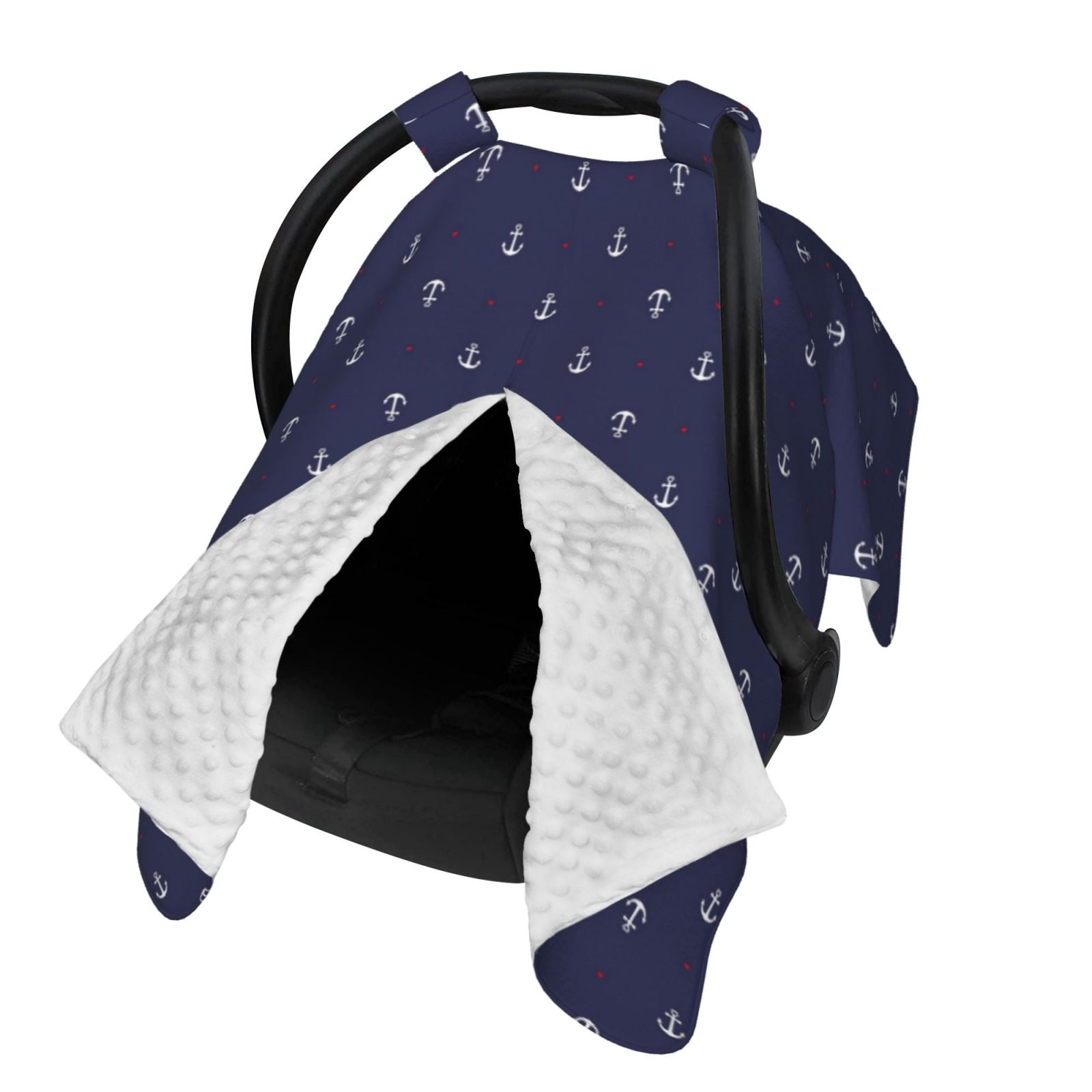 Naloa Anchors Heart Blue Baby Car Seat Cover, Breathable Baby Carrier Cover, Multiuse Baby Carrier Cover & Nursing Breastfeeding Cover