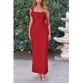thumbnail image 4 of Vestido PRETTYGARDEN 2025 Maxi Rojo sin Mangas con Volantes Talle S, 4 of 8