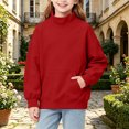 thumbnail image 4 of Children Pockets Sweatshirt Solid Color Winter Long Sleeve Sweatshirt for Boys Girls, 4 of 8