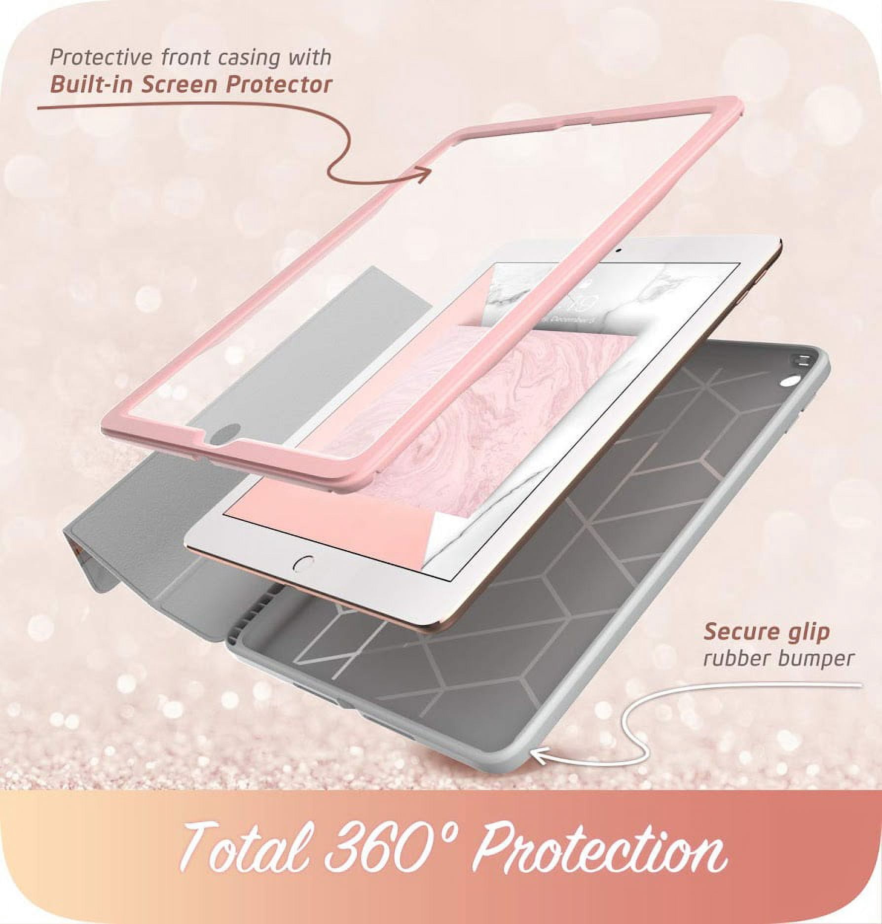 iPad 9.7 Case 2018/2017, [Built-in Screen Protector] i-Blason [Cosmo] Full-Body Trifold Stand Protective Case Cover with Auto Sleep/Wake & Apple Pencil Holder for Apple iPad 9.7 Inch (Marble)