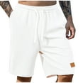 thumbnail image 1 of Pantalones de Cintura Elástica de Algodón de Color Sólido Pantalones de Playa de Pierna Recta con Bolsillos de Cordón, 1 of 9