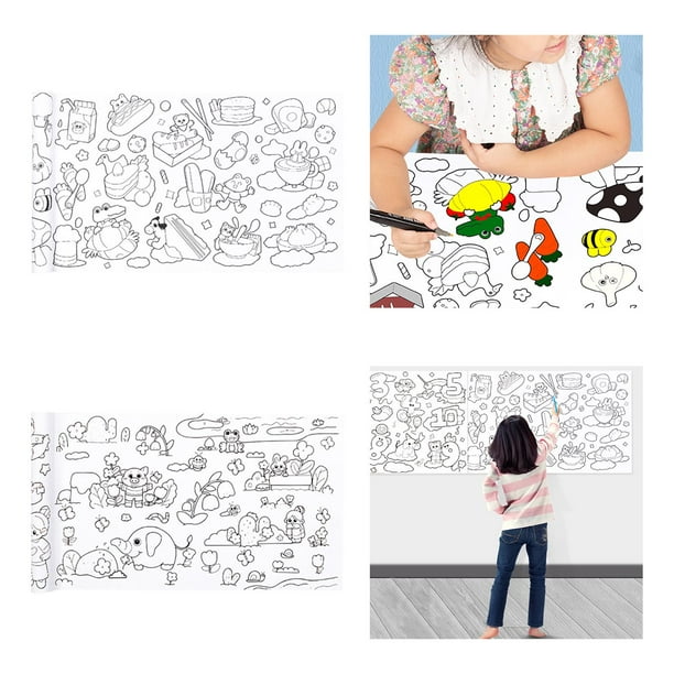 2 Uds Rollo De Papel Para Colorear Colorable DIY Arte Dibujo Vida Interesante Macarena Rollo de papel para colorear