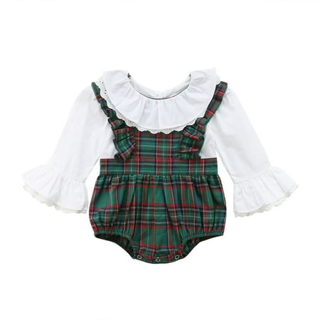 

Multitrust Girls Long Sleeve Jumpsuit Plaid Printed Casual Jumpsuit