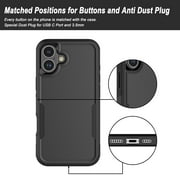 For Apple iphone 16 Phone Case, Ebizware Heavy Duty Shockproof Case [Military Grade Drop Tested] Dual Layer Full Body Protective Cover for iphone 16 -Black