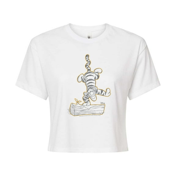Disney - Tigger Graphic - Juniors Cropped Cotton Blend T-Shirt