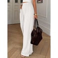 thumbnail image 6 of Wide Leg Pants Woman Spring Pockets Loose Flowy Trousers Lounge Palazzo Pant Vacation Clothes White S, 6 of 10