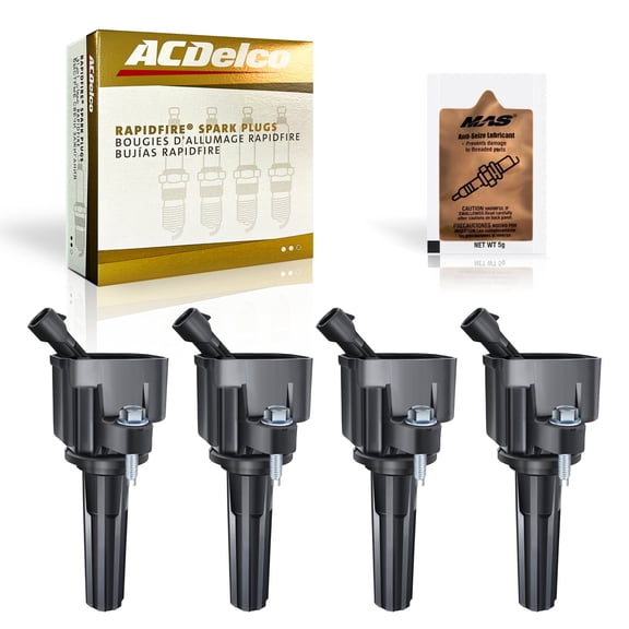 UF497 Ignition Coils & ACDelco Platinum Spark Plugs Kit for 2006–2009 Buick Rainier Chevy Trailblazer 4.2L (4-Pack)   Free Anti-Seize Lubricant 5g