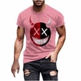 thumbnail image 3 of UVEASISHA Men's Novelty Graphic T-Shirts Short Sleeve Funny Face Printed Casual Tees Breathable Slim Fit Gym Workout Shirts Comfy Crewneck Pullover Pink S, 3 of 6