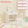 thumbnail image 3 of Gymax Kids Vanity Set Desk & Chair Set w/ Mirror Open Shelf & 4 Storage Drawers White, 3 of 10