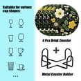 thumbnail image 2 of BaHomeck Drink Coasters Set of 4 with Holder Yellow and green flowers against dark background Water Absorbent Ceramic Coasters Tabletop Protection,Suitable for Various Cup ,Home Decor, 2 of 4