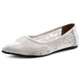 thumbnail image 1 of Ollio Women's Shoes Floral Lace Breathable Pointed Toe Ballet Flats F207, 1 of 6