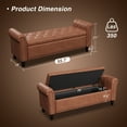 thumbnail image 3 of Vabches Bedroom Bench, End of Bed Bench with Storage,Faux Leather Window Bench with Rolled Arms,Brown, 3 of 10