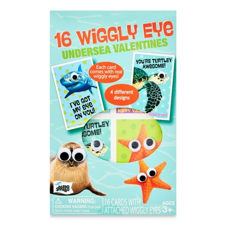 Mello Smello Valentine's Day Wiggly Eye Undersea Valentines Kiddie Cards, 16CT
