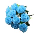thumbnail image 1 of Ramo de flores de rosas artificiales de 11 cabezas, banquete de boda nupcial, tela de seda, ramo de rosas falsas, azul seitruly HA6516-06B, 1 of 6