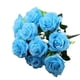 thumbnail image 1 of Ramo de flores de rosas artificiales de 11 cabezas, banquete de boda nupcial, tela de seda, ramo de rosas falsas, azul Advancent HA6516-06B, 1 of 6