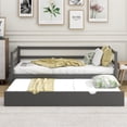 thumbnail image 2 of Twin Daybed with Trundle Frames Solid Wood Twin Size Bed with Roll-Out Trundle, Gray, 2 of 6