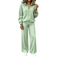 thumbnail image 2 of Mifsaly Track Suits 2 Piece Set for Women Zip Up Sweatshirts Jacket and Wide Leg Pants Fall Winter Daily Going Out Workout Lounge Matching Outfits, 2 of 5