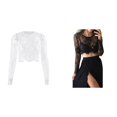 thumbnail image 1 of (Lot de 2) Rinsvye Manches Courtes Unies T-Shirts Graphiques à Manches Longues pour Femmes Chemise Ajustée Col Roulé Perlé Blouse pour Femmes, 1 of 5