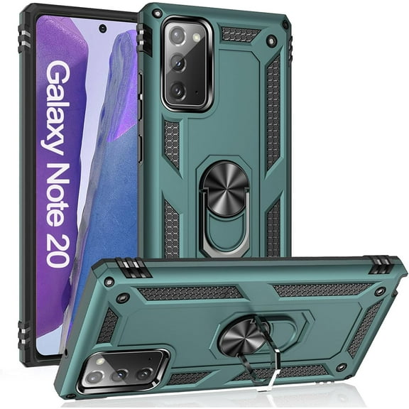 Note 20 Case for Samsung Note 20 5G Case [ Military Grade ] Shock-Absorption Bumper Cover Samsung Note 20 Anti-Scratch Case with Ring Car Mount Kickstand for Samsung Galaxy Note 20 Teal