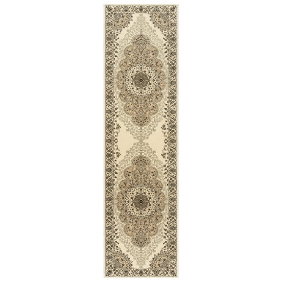 Gertmenian Majestic Ravina Traditional Oriental Ivory Indoor Area Rug, 2x8