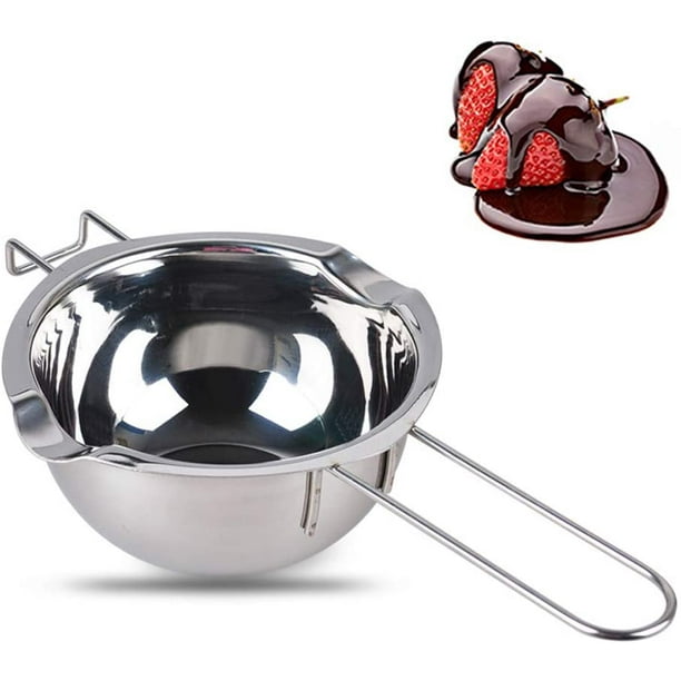 Cuenco de baño María, 2 piezas 400ml Olla para derretir chocolate Cacerola de baño María para derretir mantequilla, chocolate, azúcar o queso, acero inoxidable 304 JFHHH pequeña
