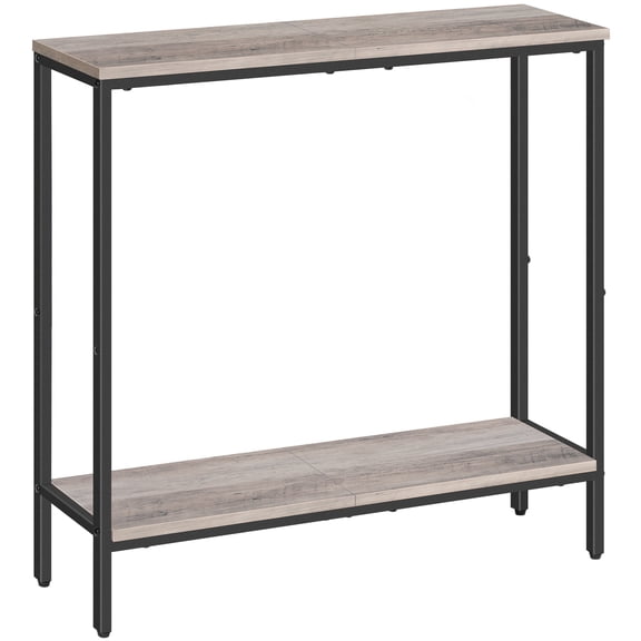 HOOBRO 29.5" Narrow Console Table with 2-Tier Storage Shelves, Greige and Black