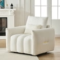 thumbnail image 2 of CQSXDA Modern 35 Inch Teddy Fabric Sofa With Plush Upholstered Pillow For Apartment Living Room Office, Off White, 2 of 9