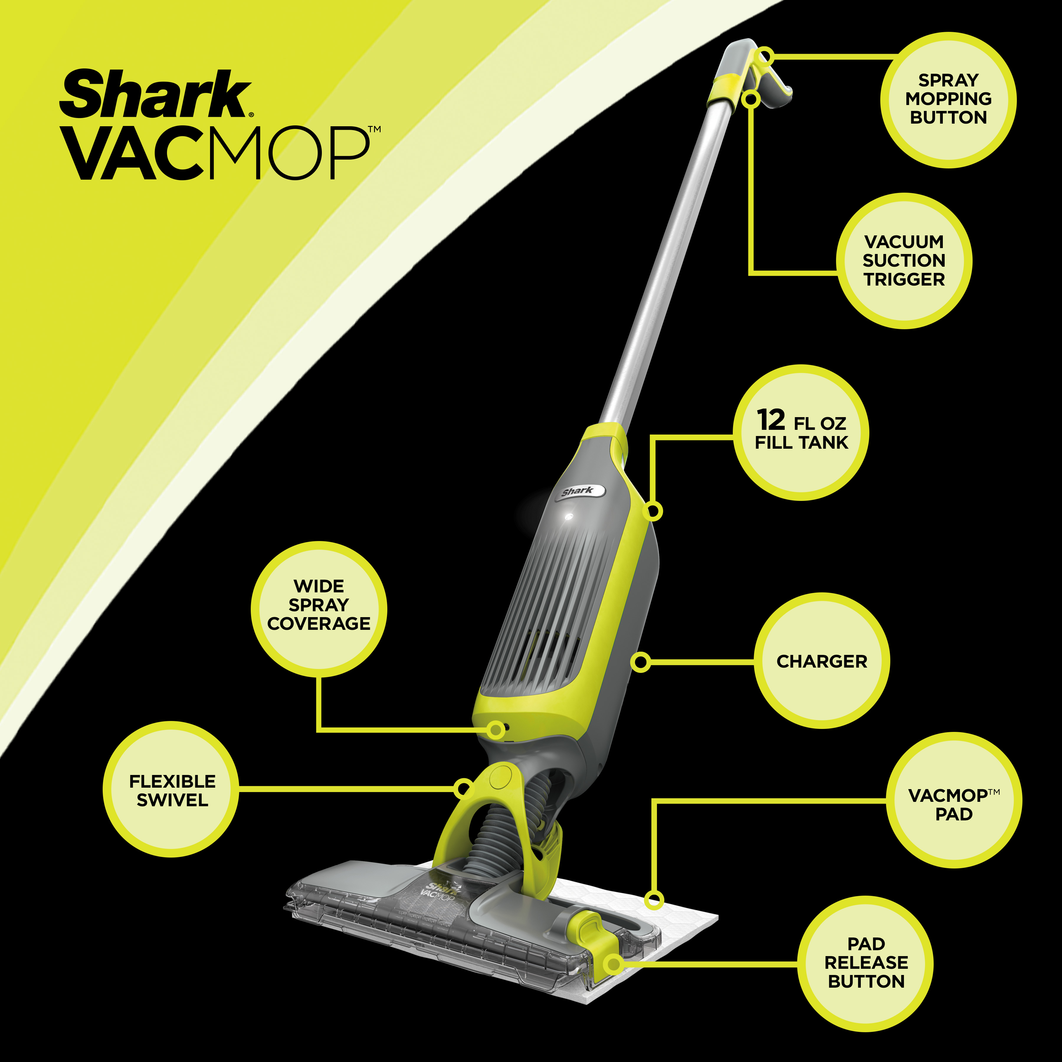 Shark VACMOP Cordless Hard Floor Vacuum Mop with (2)Disposable VACMOP Pads, VM200 - image 4 of 12