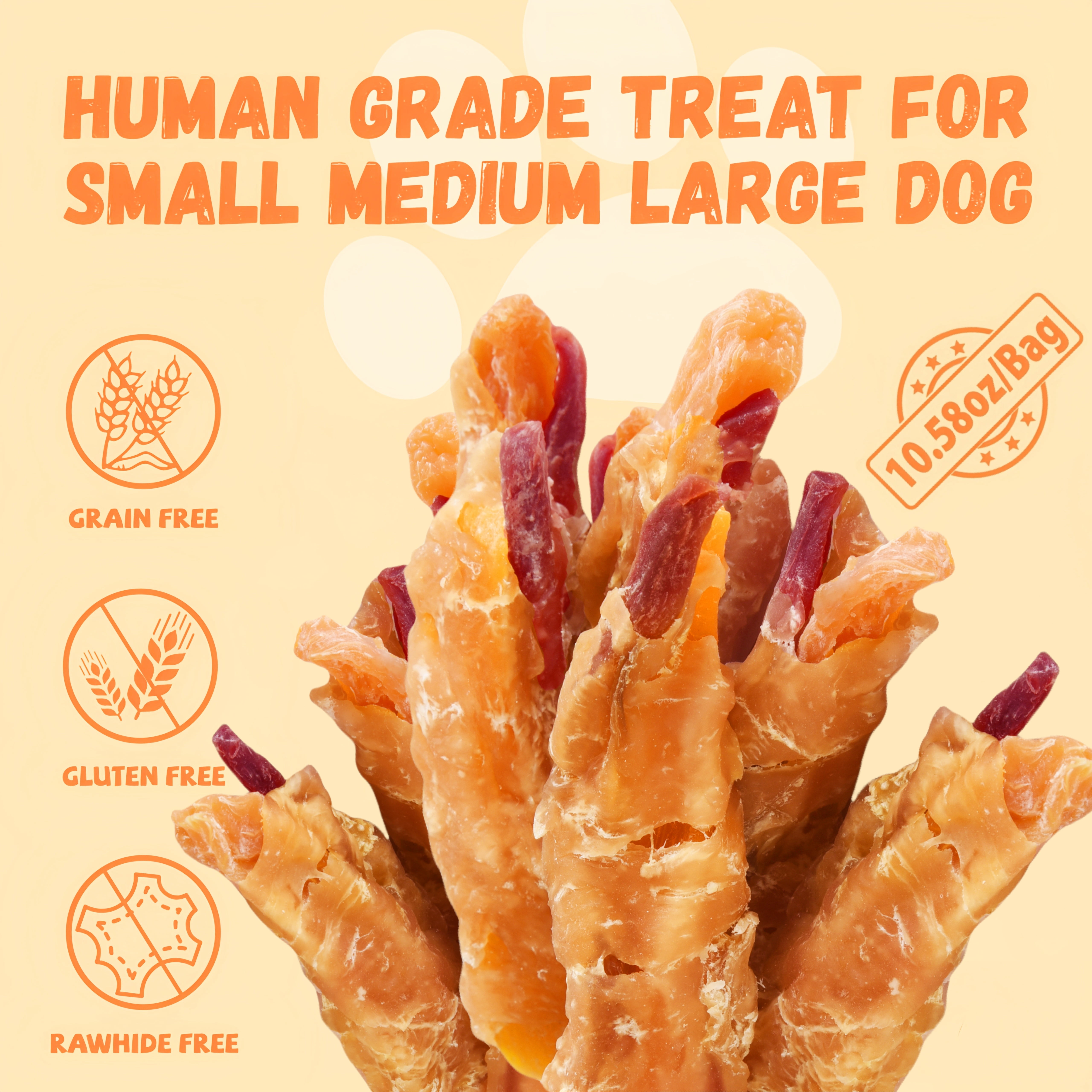 (2 pack) Pawmate Chicken & Double Sweet Potato Dog Treats, Healthy Nutritious Snacks Chewy for All Dogs, 12-15 ct Packet