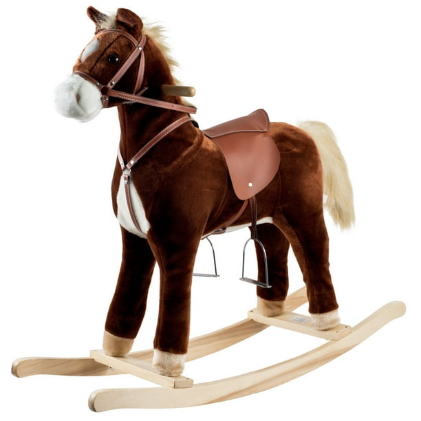 Plush Rocking Horse, Brown Ride On Rocking Animal Toy by Happy Trails