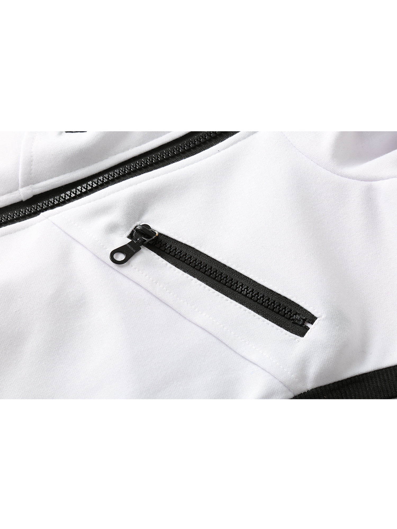 Unique Bargains Men's Sleeveless Zip Up Drawstring Hooded Vest 50 White