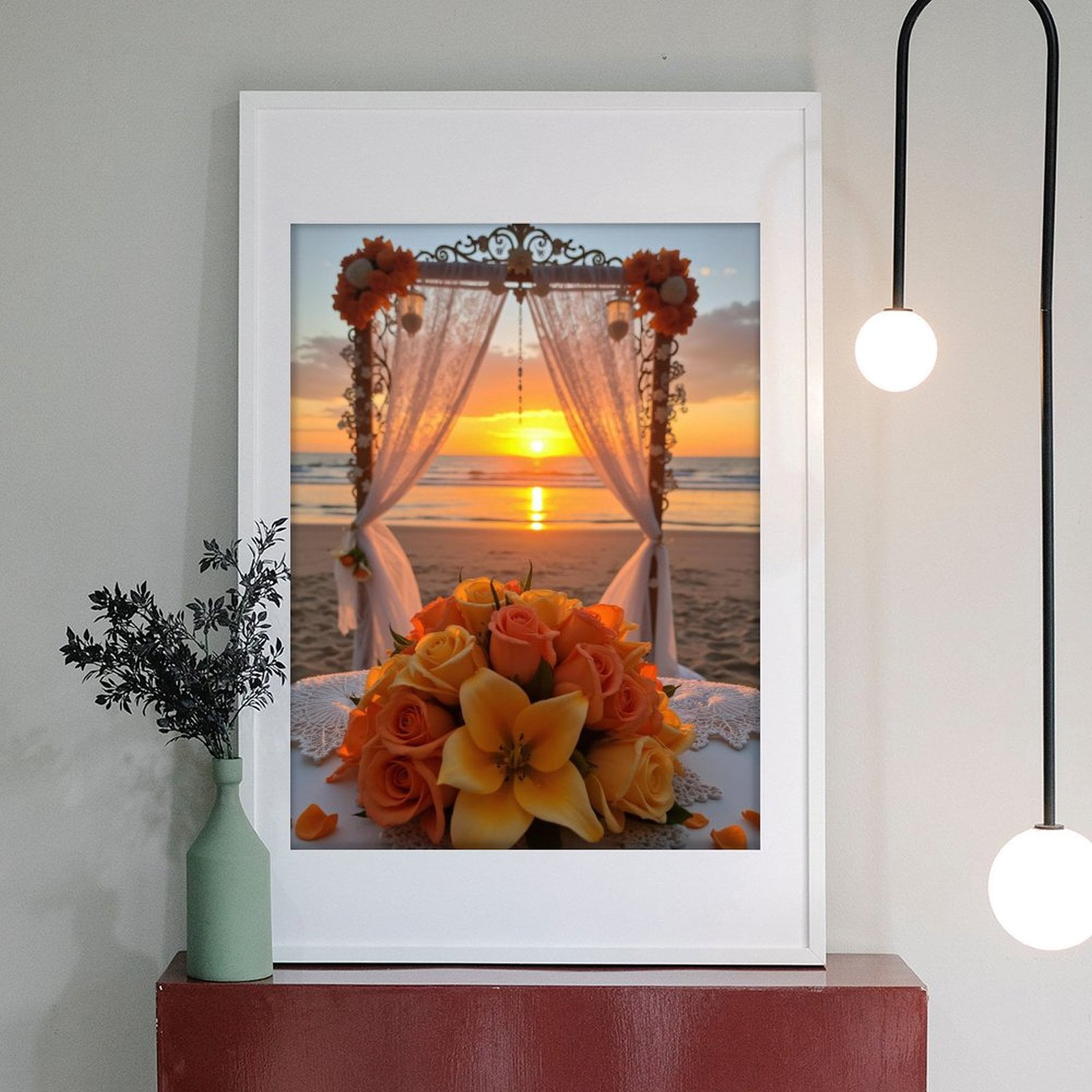 Diamond Art Kits for Adults - 5d Sunset Beach Wedding Arch Flowers Diamond Painting for Adults, Diamond Art for Adults Beginners, Diamond Painting Kits for Adults for Home Wall Decor