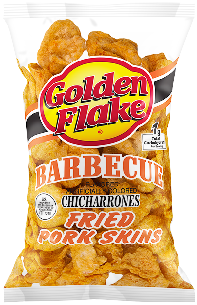 Golden Flake Snack Foods Barbecue Flavored Fried Pork Skins 3 oz. Bag (6 Bags)