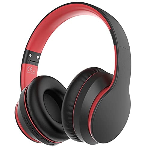 Auriculares Rockpapa E7 Bluetooth, Over Ear, Inalámbricos, con Micrófono Incorporado, Negro Rojo