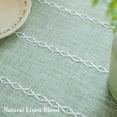 thumbnail image 2 of Green Linen Table Cloth Long Rectangle Sage Green Embroidered Tablecloths with Tassel for Dining Room Kitchen Farmhouse Rustic Flax Linen Fabric Table Cover for Holiday Birthday Party, 55x120 Inch, 2 of 8