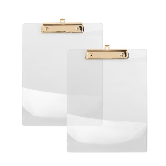 2 Pack Clear Acrylic Clipboard with Gold Clip, 8.8X12.2 A4 Letter Size, School and ,Offic C3997