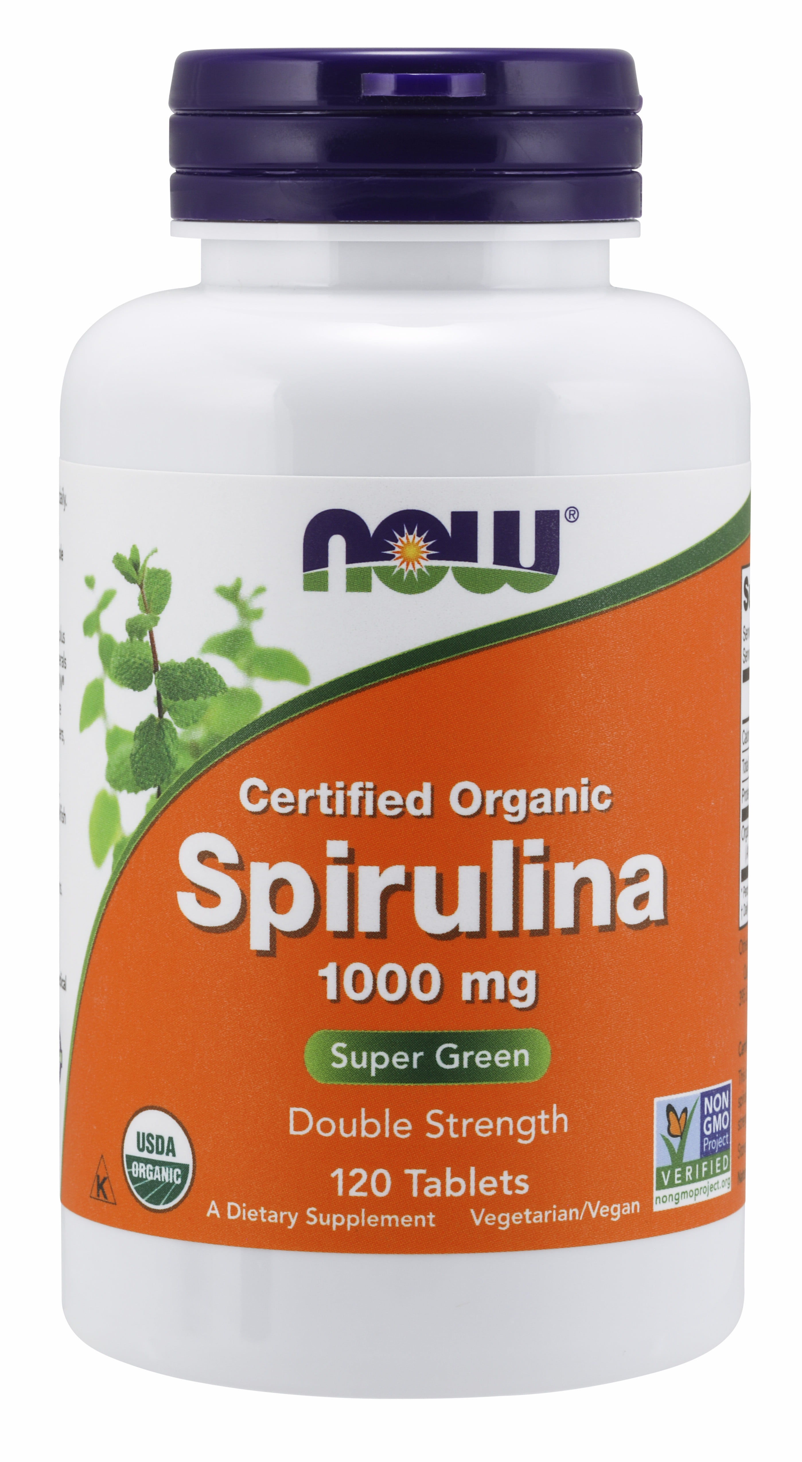 NOW Supplements, Certified Spirulina 1000 mg (Double Strength), in (Vitamin A) and B-12 with naturally occurring , 120 Tablets - Walmart.com