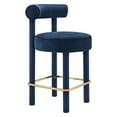 thumbnail image 3 of Modway Toulouse 26" Velvet Fabric Counter Stool in Midnight Blue/Gold (Set of 2), 3 of 10