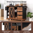 thumbnail image 3 of 55.5" Farmhouse Kitchen Island with Drop Leaf, Kitchen Storage Island with Barn Door, Power Outlet, Rolling Kitchen Cart on Wheels with Spice Rack, for Home, Kitchen, Dining Room, Black, 3 of 9