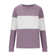 thumbnail image 6 of STETMN Women's Color Block Sweater Striped Crewneck Loose Pullover Top Knitted Long Sleeve Shirts, 6 of 6