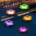 thumbnail image 2 of Deago 4 Pack Solar Powered LED Waterproof Floating Lotus Flower Light Color-Changing Floating Pool Lights for Pond Garden Outdoor Decor, 2 of 9