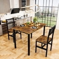thumbnail image 3 of MOOSENG Small Wooden Dining Table Set for 2, Industrial Sturdy Dinette, Space-Saving Kitchen Table Set for Apartment, Living Room, 3 of 9